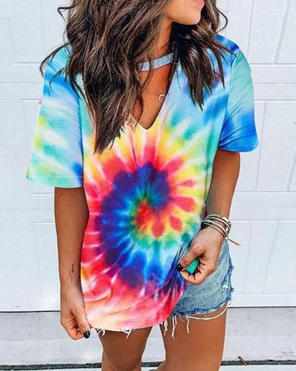 Short Sleeve Tie Dye Print T-shirt