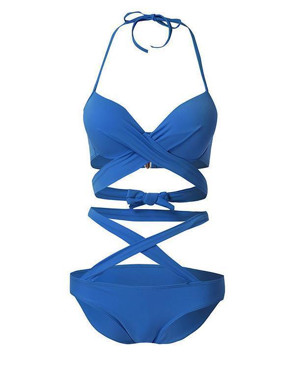Sexy Colorblock Bikini Women's Split Swimsuit