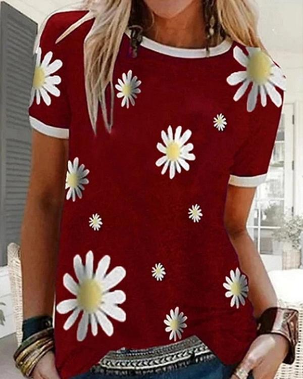 Women's Floral Graphic Prints Daisy T-shirt Daily Tops