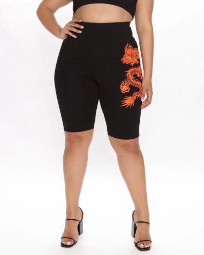 High-Rise Dragon Print Biker Shorts