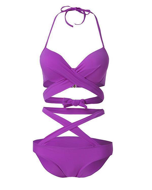 Sexy Colorblock Bikini Women's Split Swimsuit