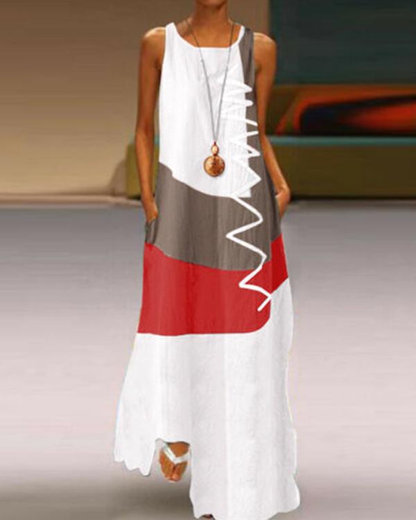 US$ 30.89 - Women's Plus Size Maxi long Dress Sleeveless Color Block ...