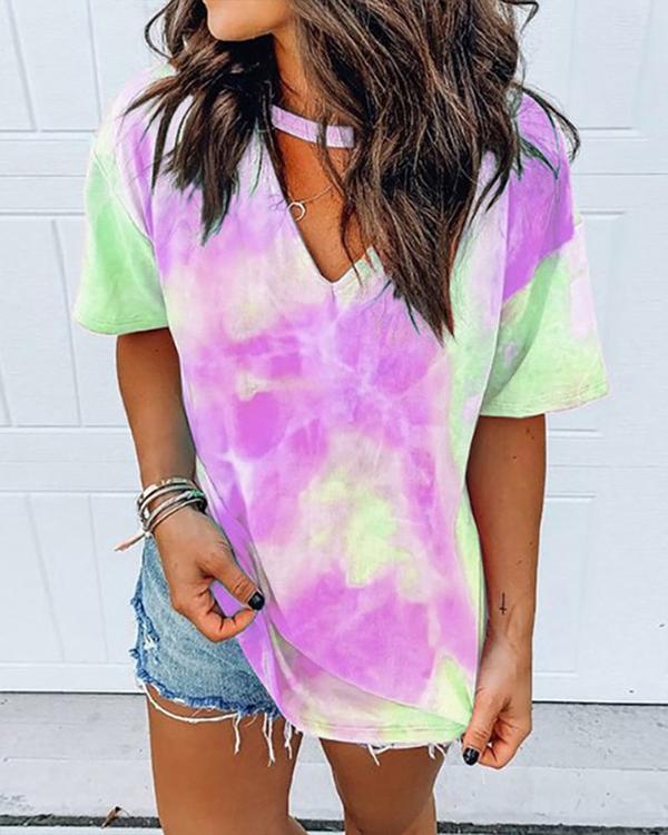 Short Sleeve Tie Dye Print T-shirt