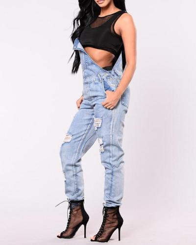 Women's Fashion Hollow Out Denim Jumpsuits