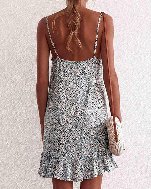 Chic Floral Slip Camisole Neckline Shift Dress