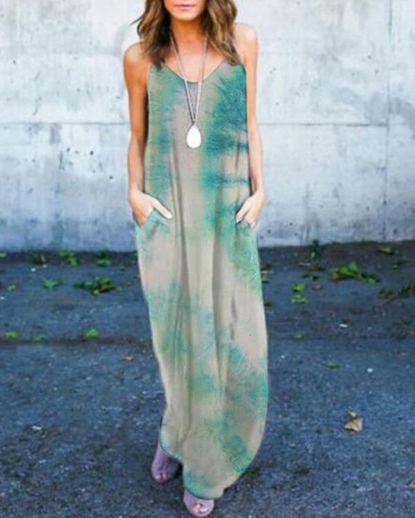 Tie-dye Maxi Dress With Pockets