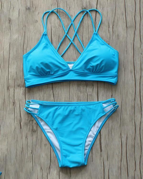 Lace Up Cross Bikini Swimsuit