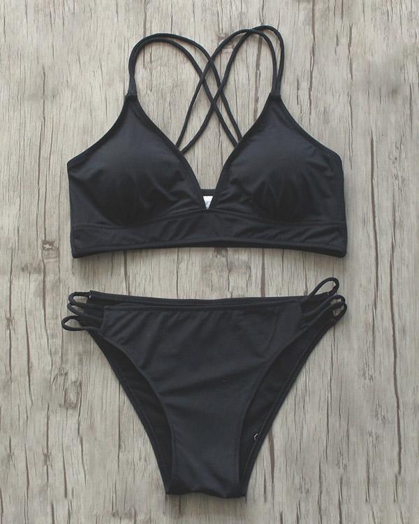 Lace Up Cross Bikini Swimsuit