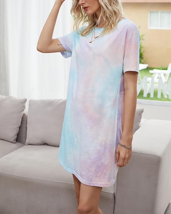 Loose Straight Pullover Ombre T-Shirt Mini Dress
