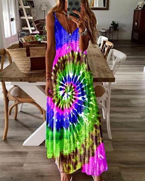 Bohemia Tie-dye Sling Long Dress