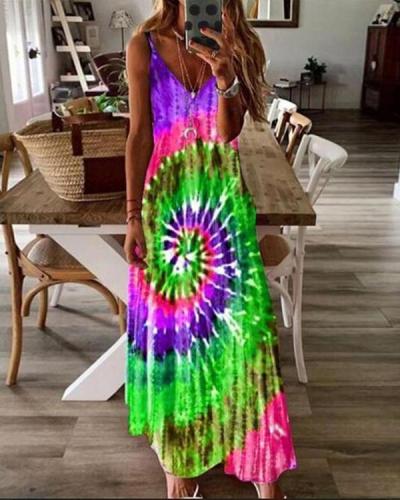 Bohemia Tie-dye Sling Long Dress