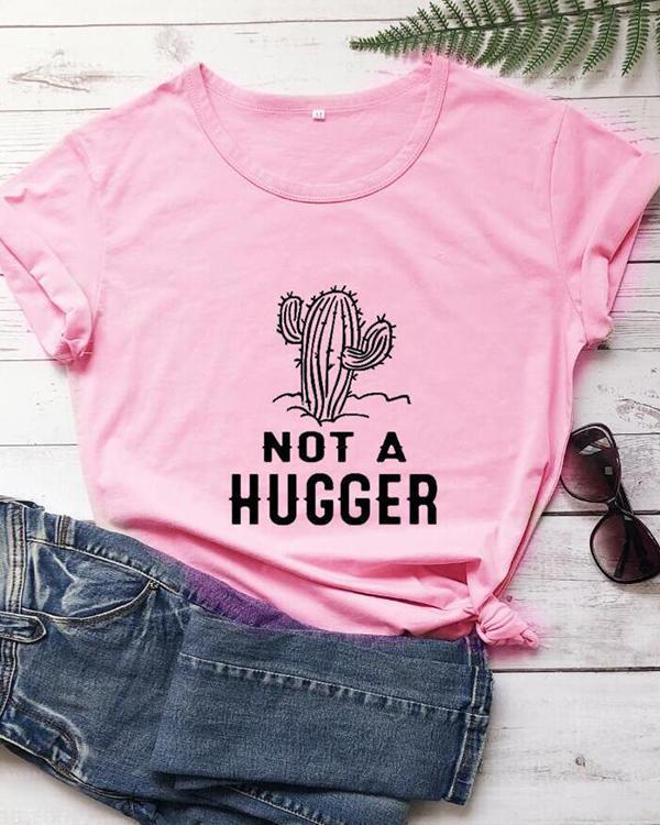 Not A Hugger Print Top Women's Cotton T-Shirt