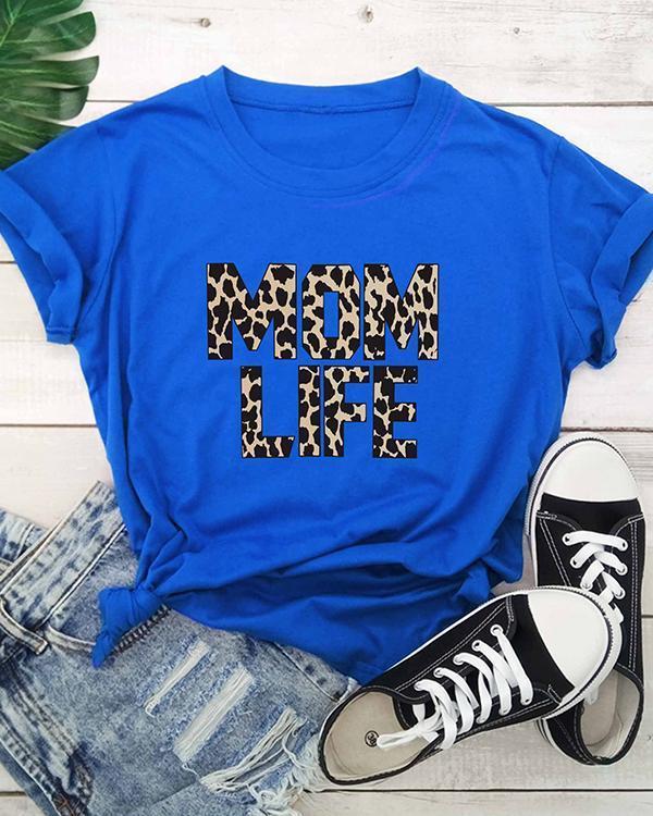 Mom Life Leopard Printed T-Shirt Tee