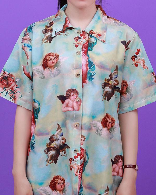 Modern Retro Angel Print Shirt