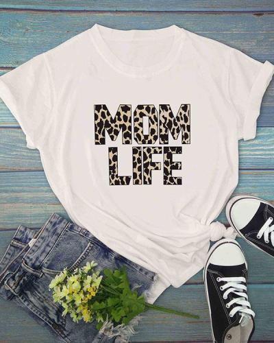 Mom Life Leopard Printed T-Shirt Tee