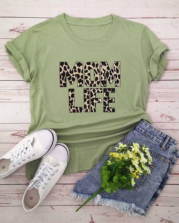 Mom Life Leopard Printed T-Shirt Tee