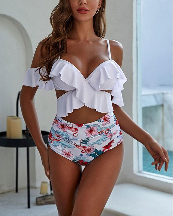 Ruffled High Waisted Bikini Set