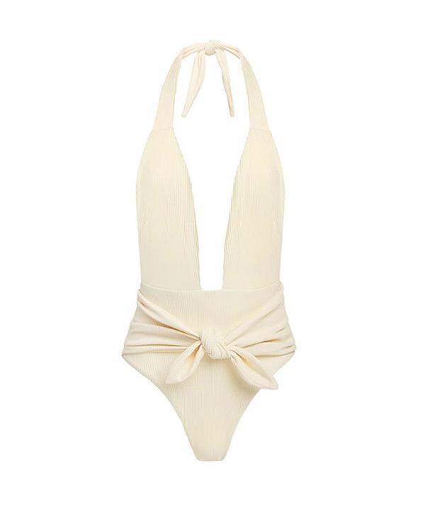 US$ 30.96 - Sexy Backless Striped Bikini Swimsuit - www.narachic.com