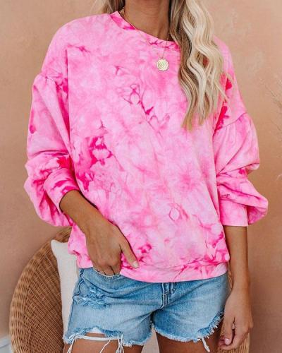 Long Sleeves Tie Dye Casual T-shirts