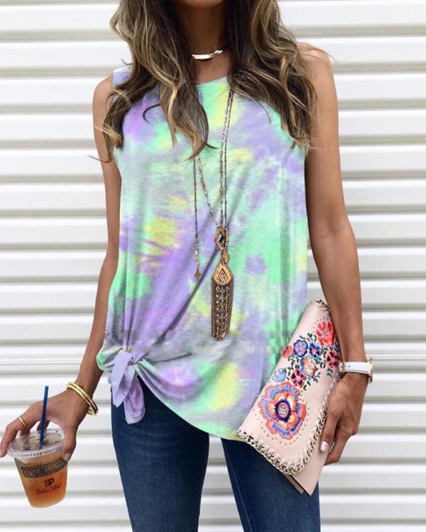 Sleevless Tie Dye Casual T-shirts Vest