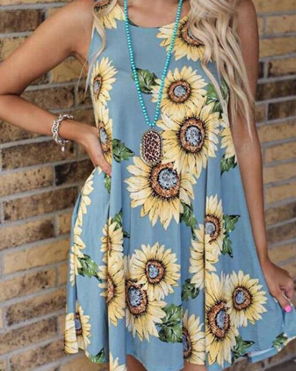 Sunflower Pocket Mini Dress Without Necklace
