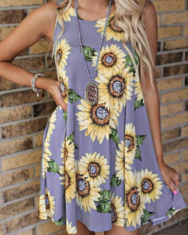 Sunflower Pocket Mini Dress Without Necklace