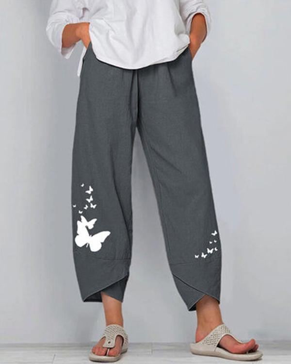 Plus Size Abstract Print Women's Casual Pants