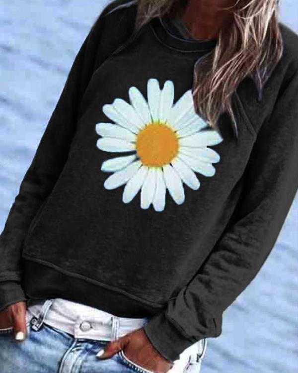Casual Floral Printed Crew-Neck Top