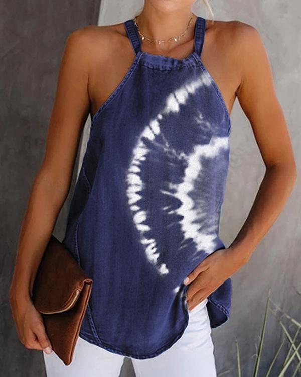Sexy Off-Shoulder Printed Sleeveless Vest