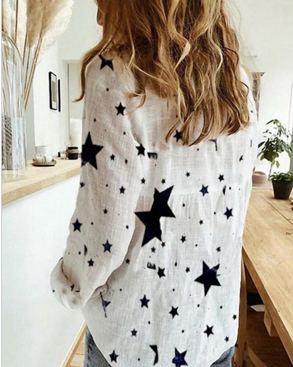 Cotton Irregular Daisy Print Shirt