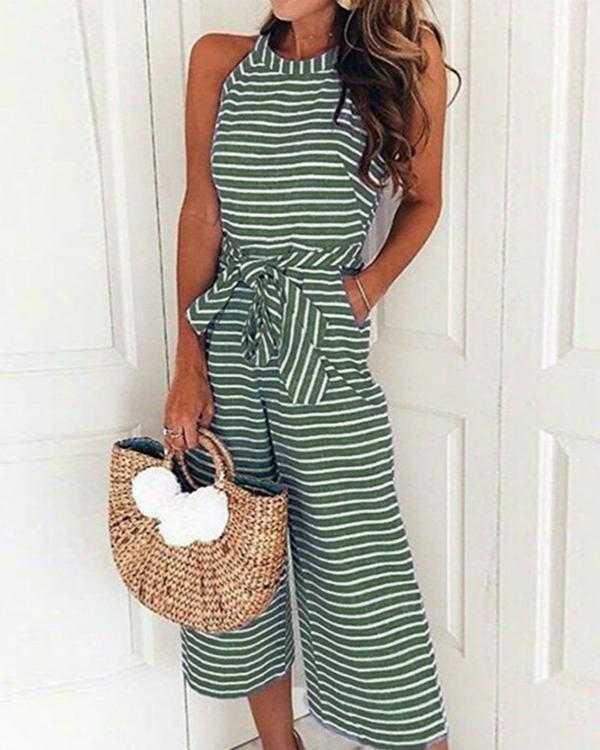 Striped Vacation Casual Jumpsuit