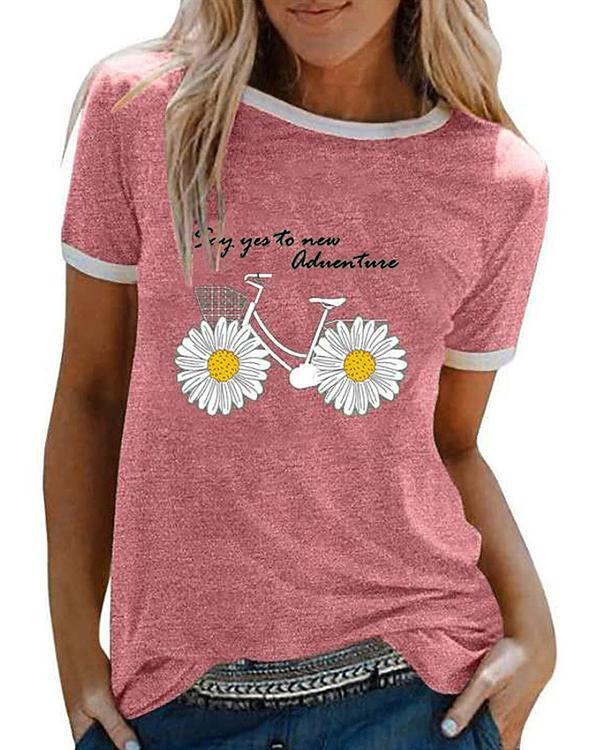 Women's Floral Daisy T-shirt Daily Tops