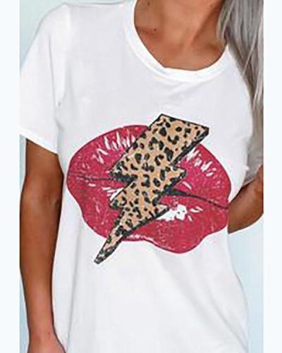 Lip Lightning Print White T-shirt