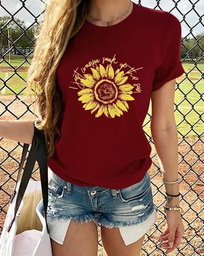 Sunflower Printed Daily T Shirt Summer Tee