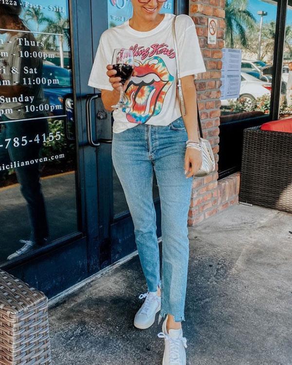 Lip Print White T-shirt