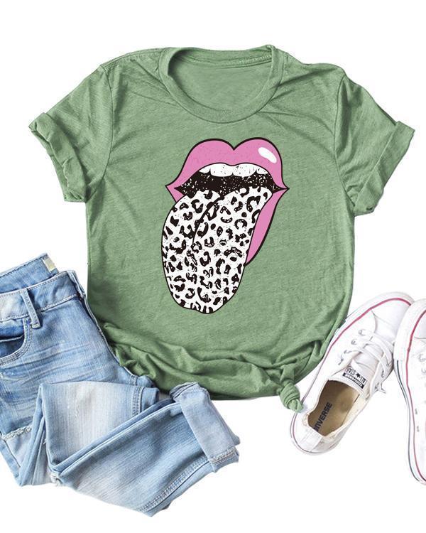 Lip Print Light Casual T-shirt