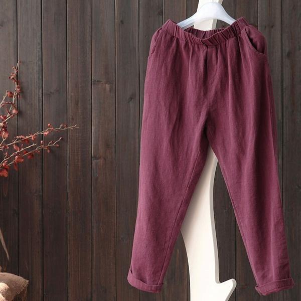 US$ 25.99 - Simple & Basic Shift Solid Color Pants - www.narachic.com