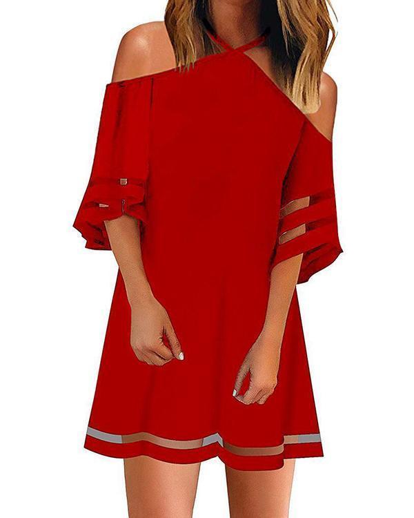 Solid 1/2 Sleeves Shift Above Knee Casual Dresses
