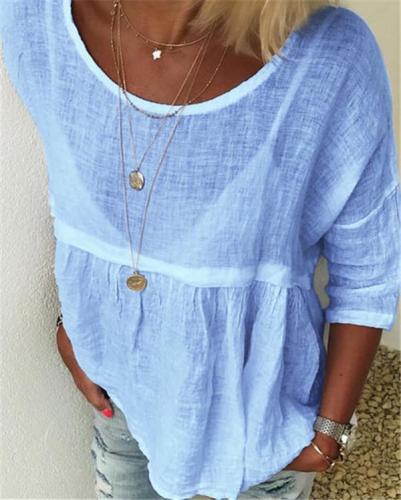 Solid Women Casual Crew Neck Holiday Tops