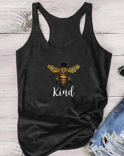 'Kind' Letter Print Summer Casual Tanks