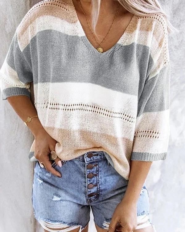 Flodress Striped Hollow Flimsy Sweater