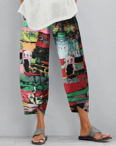 Tribal Print Casual Shift Cotton Pants