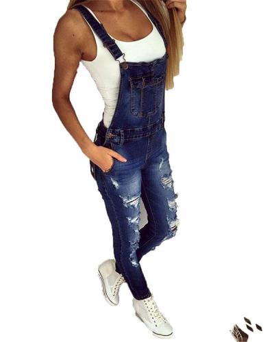 2020 Women's Casual Holiday Hollow Out Denim Jumpsuit