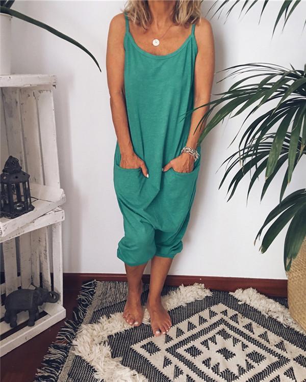 Solid Leisure Loose Casual Summer Jumpsuits
