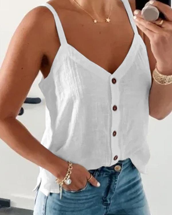 Solid Color Sleeveless V Neck Vest