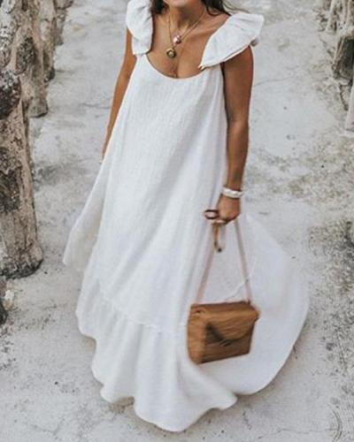 Solid Bohemian Sleeveless Fashion Summer Holiday Maxi Dresses