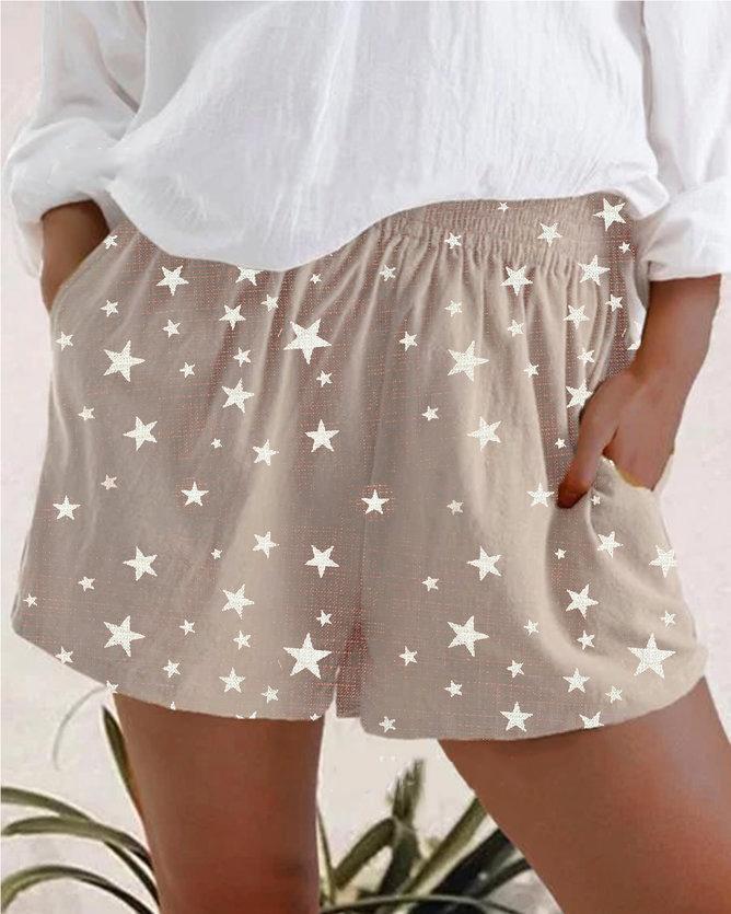 Star Print Waistband Shorts