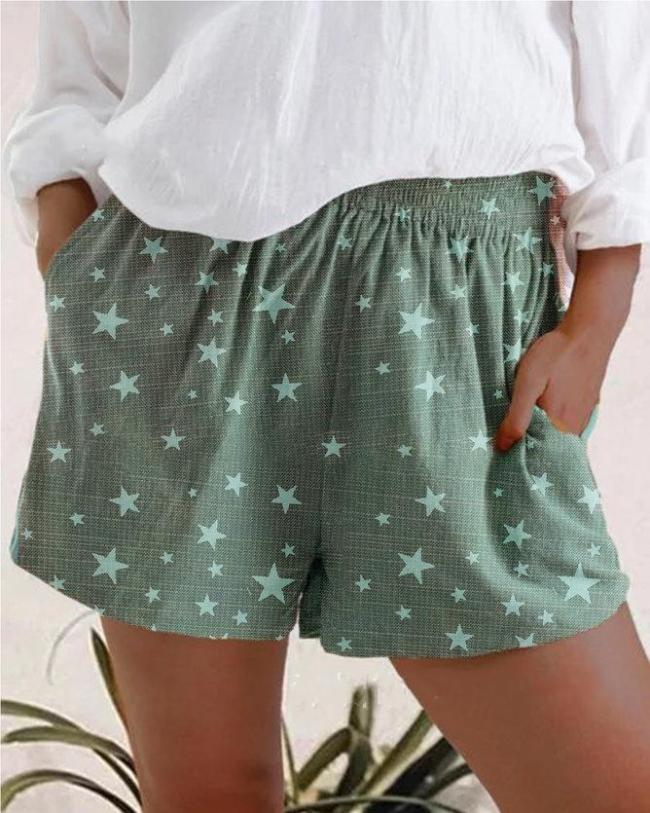 Star Print Waistband Shorts