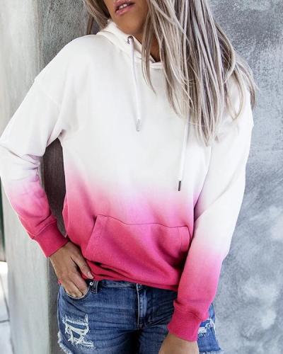 Women Casual Ombre Hoodie Sweatshirt