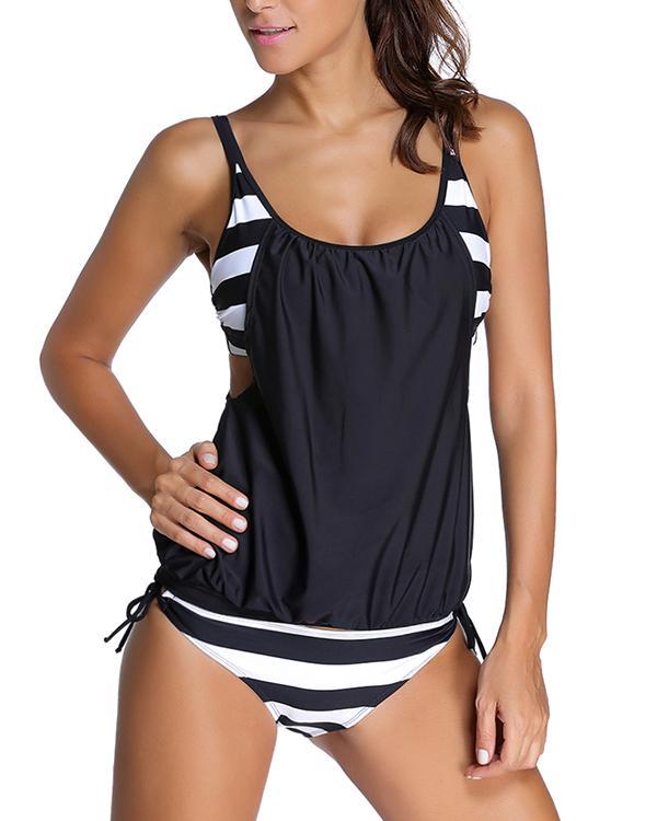 Splicing Strap Sexy Tankini Swimsuit